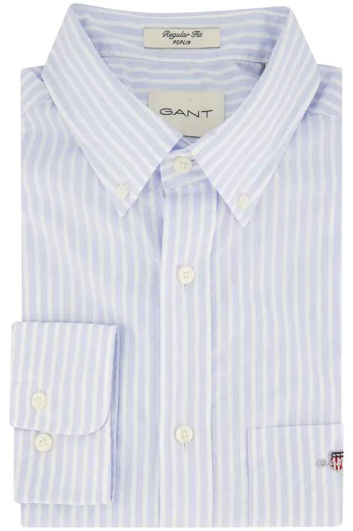 Gant casual overhemd lichtblauw gestreept regular fit katoen