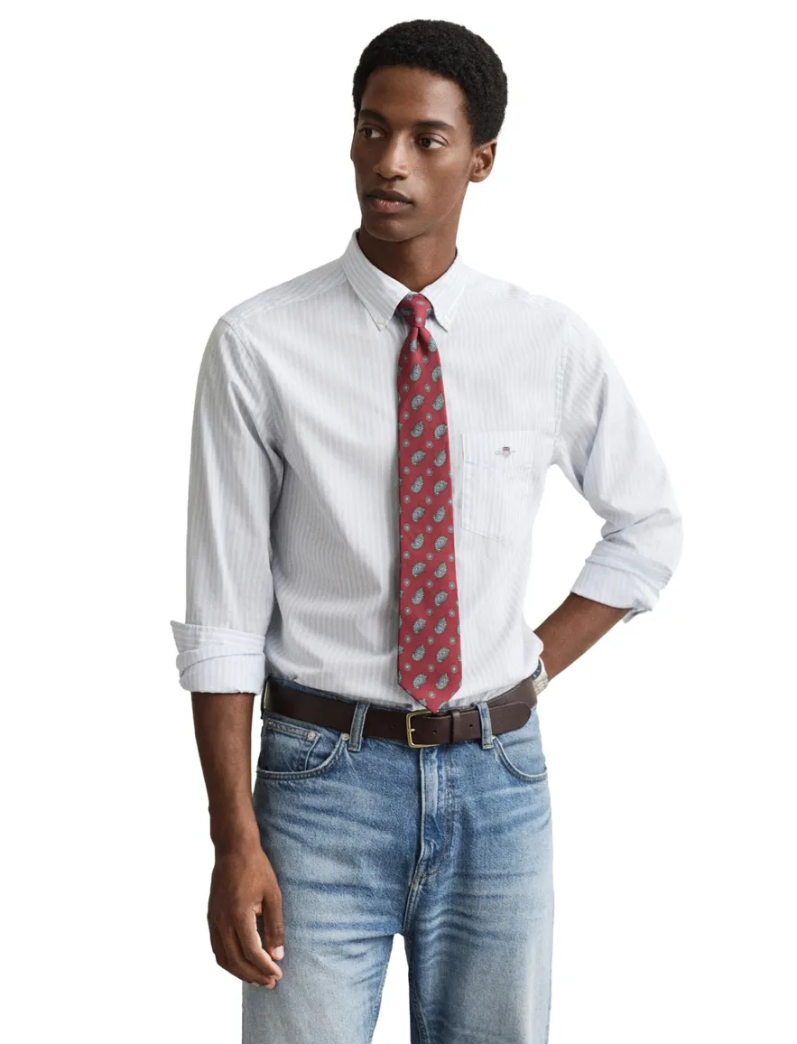 Gant casual lichtblauw gestreept overhemd regular fit katoen