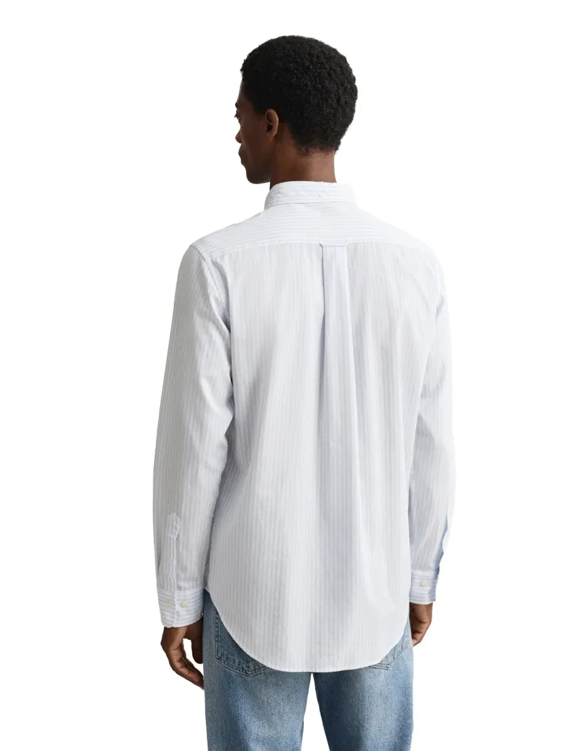 Gant casual overhemd lichtblauw gestreept regular fit katoen