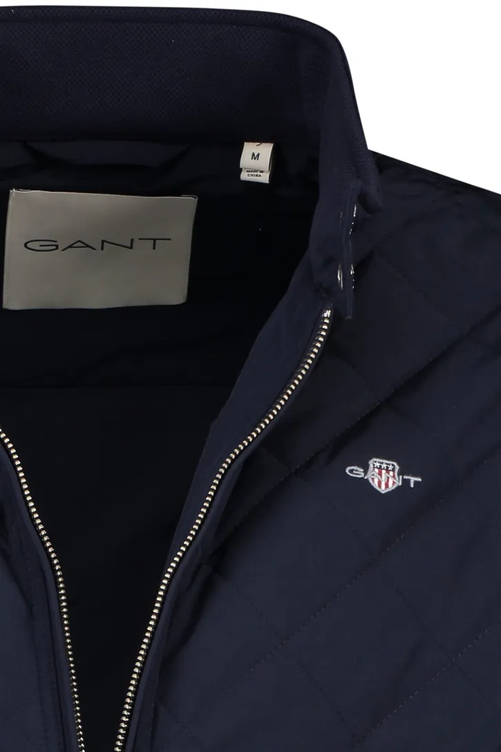 Gant korte tussenjas donkerblauw effen rits normale fit