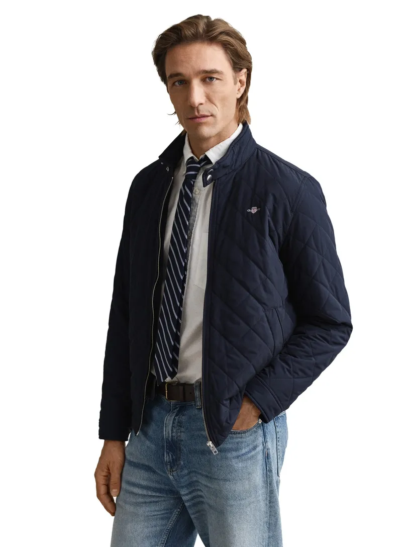 Gant korte tussenjas donkerblauw effen rits normale fit