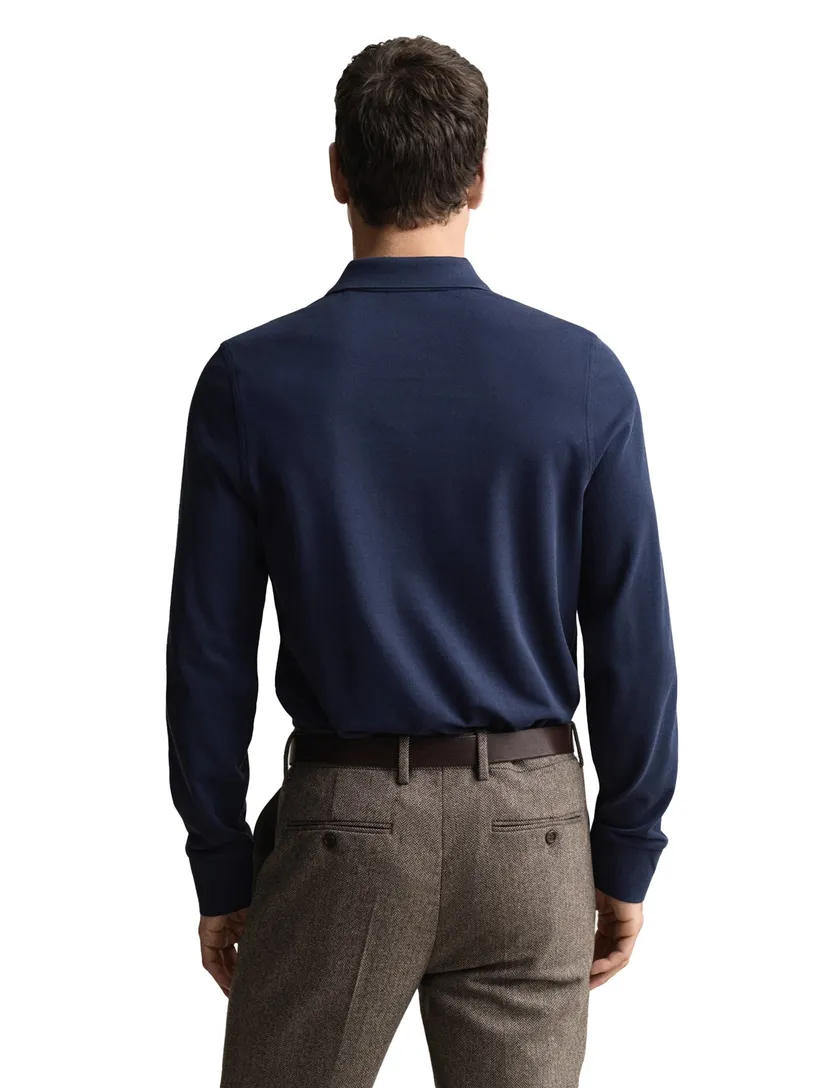 Gant polo shirt heren normale fit donkerblauw effen katoen