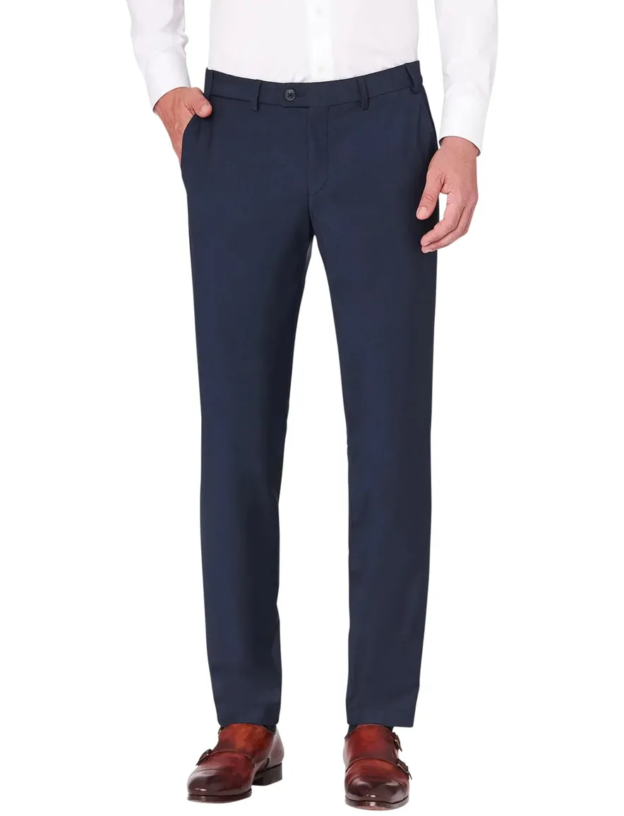 Hiltl pantalon Tarent wol donkerblauw effen