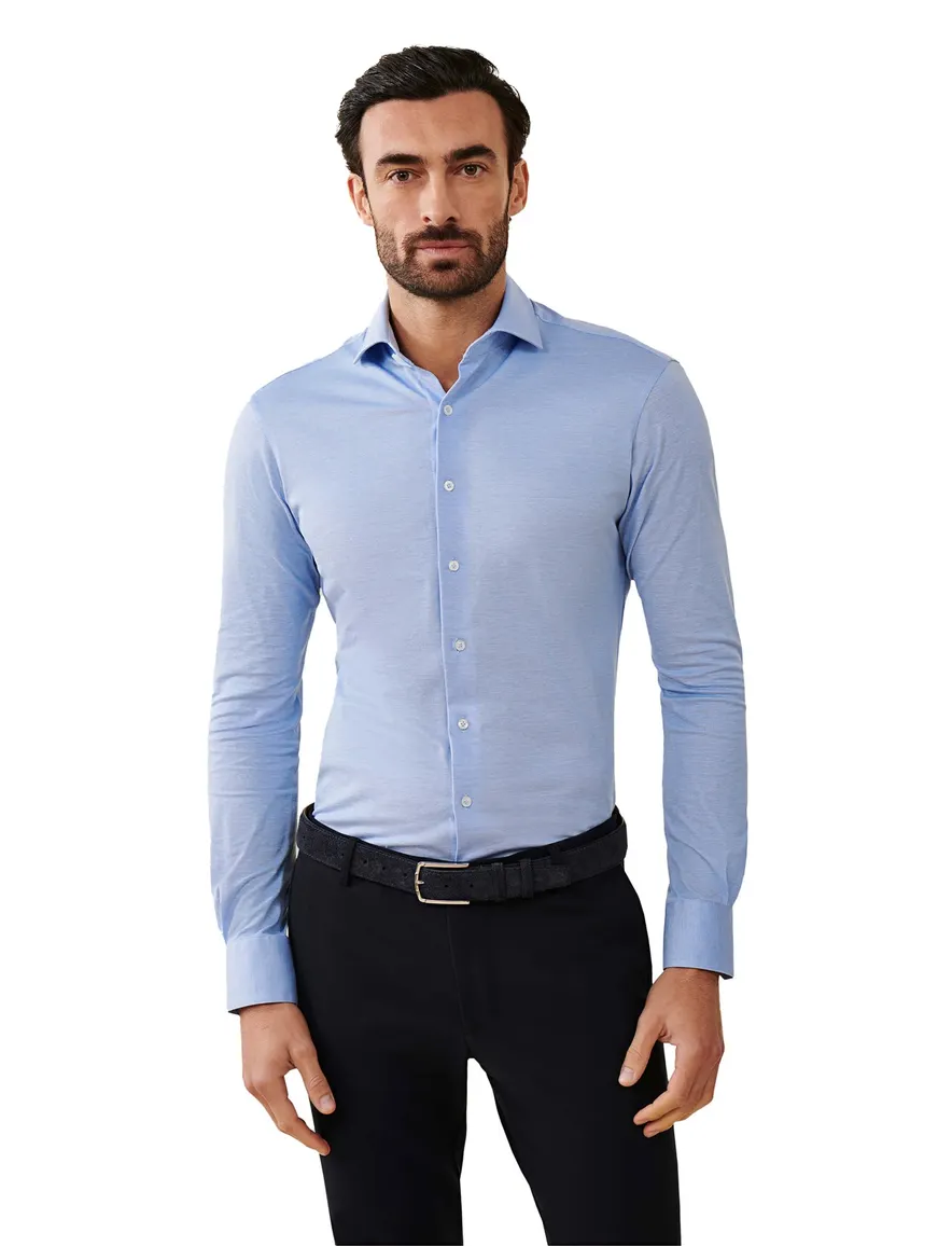 Cavallaro overhemd slim fit lichtblauw katoen