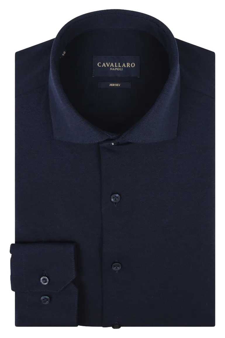 Cavallaro overhemd pique donkerblauw