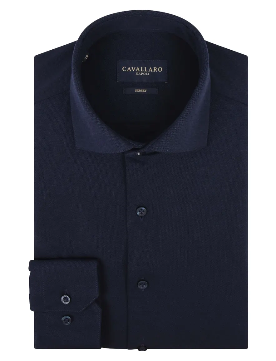 Cavallaro overhemd pique donkerblauw