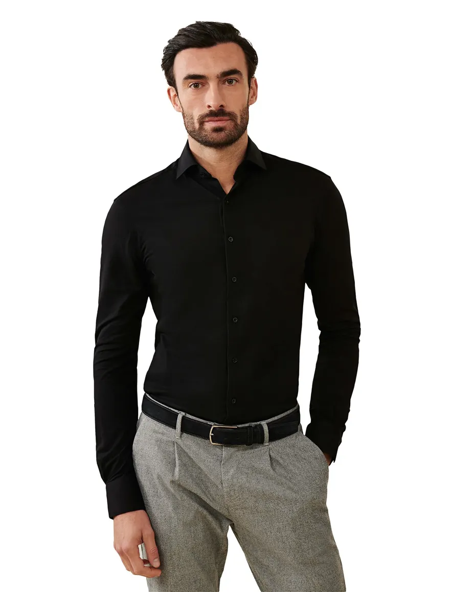 Cavallaro overhemd pique donkerblauw