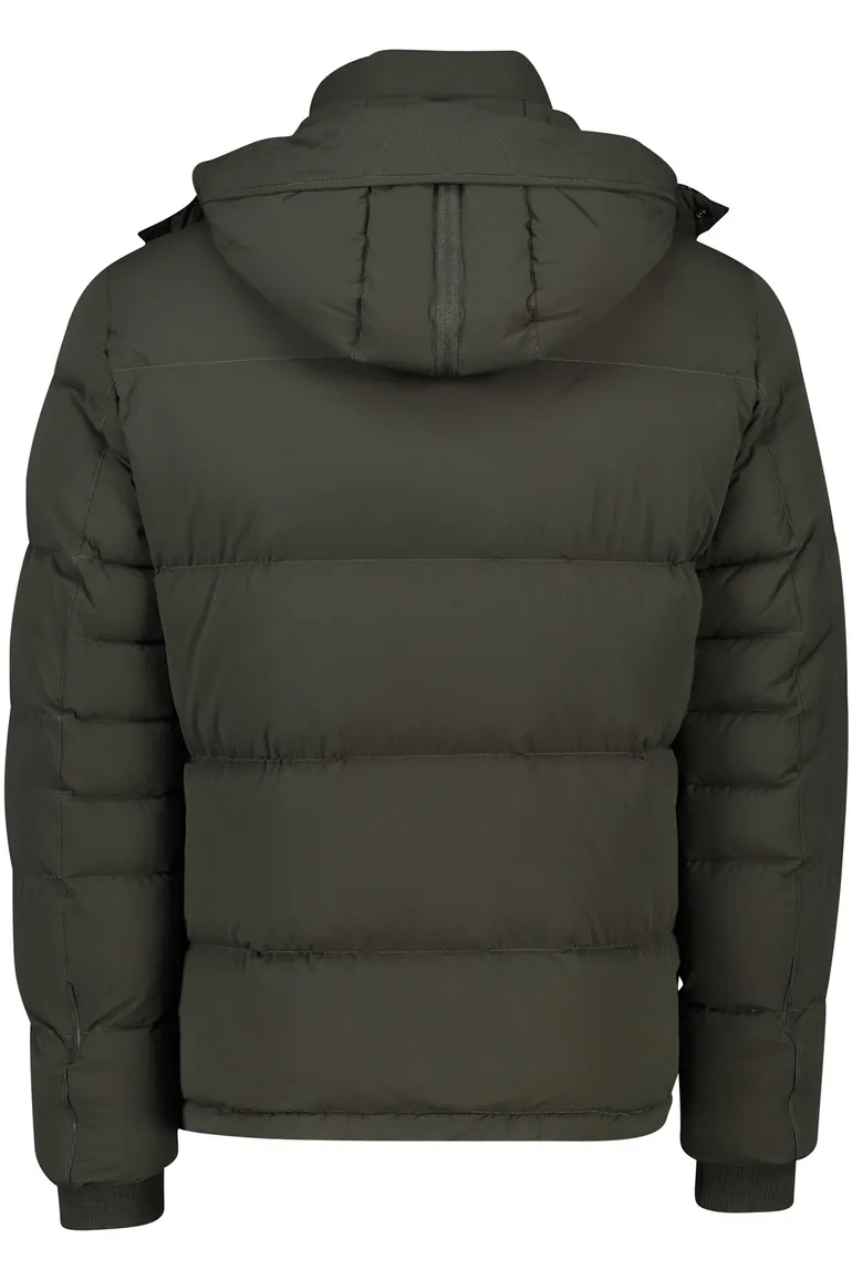 Winterjas Reset groen effen rits + knoop normale fit