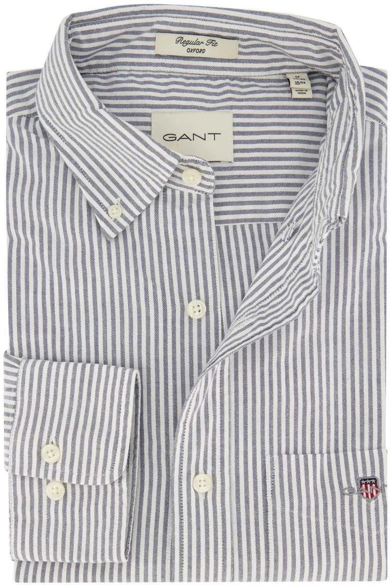 Katoenen Gant casual overhemd regular fit wit gestreept