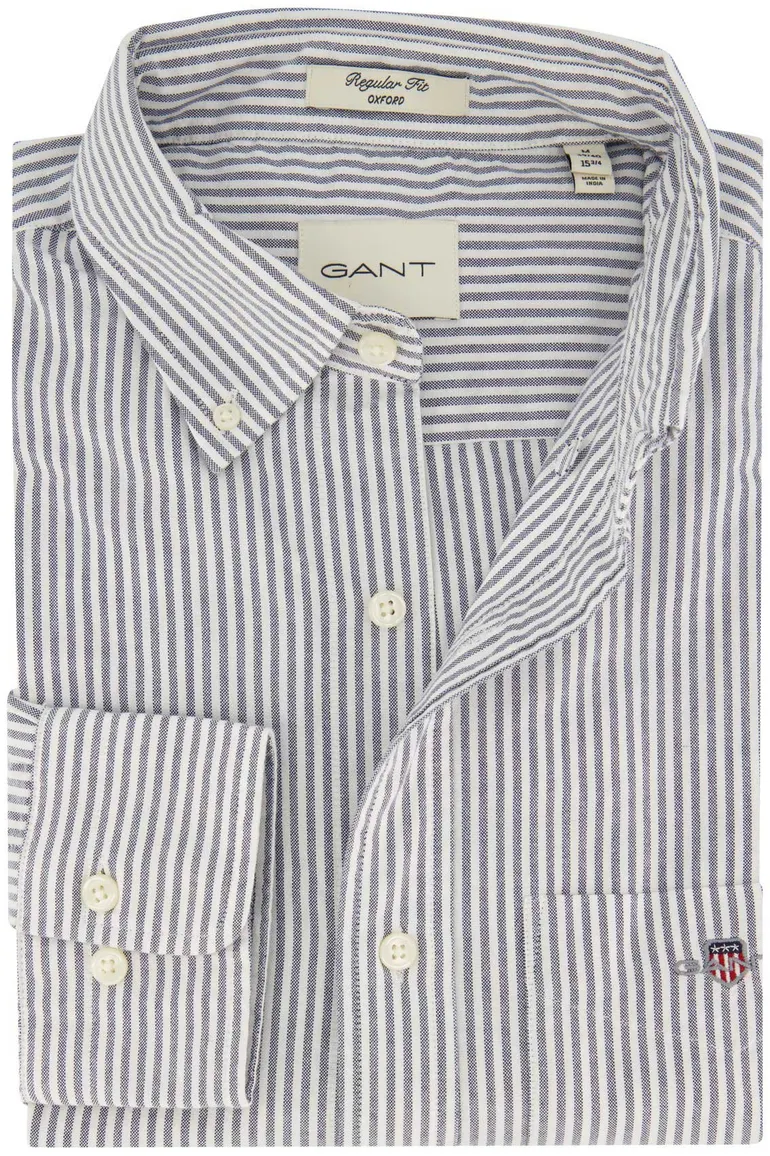 Katoenen Gant casual overhemd regular fit wit grijs gestreept