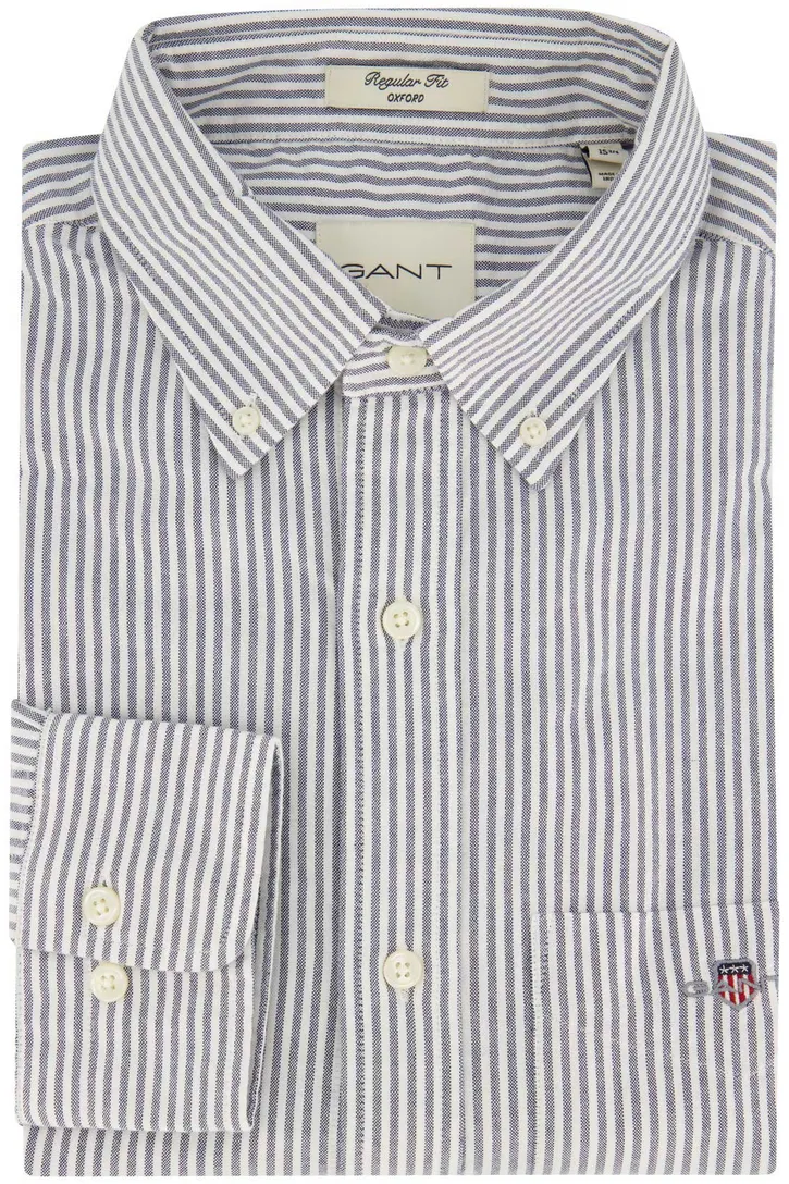 Gant casual overhemd regular fit katoen wit grijs gestreept