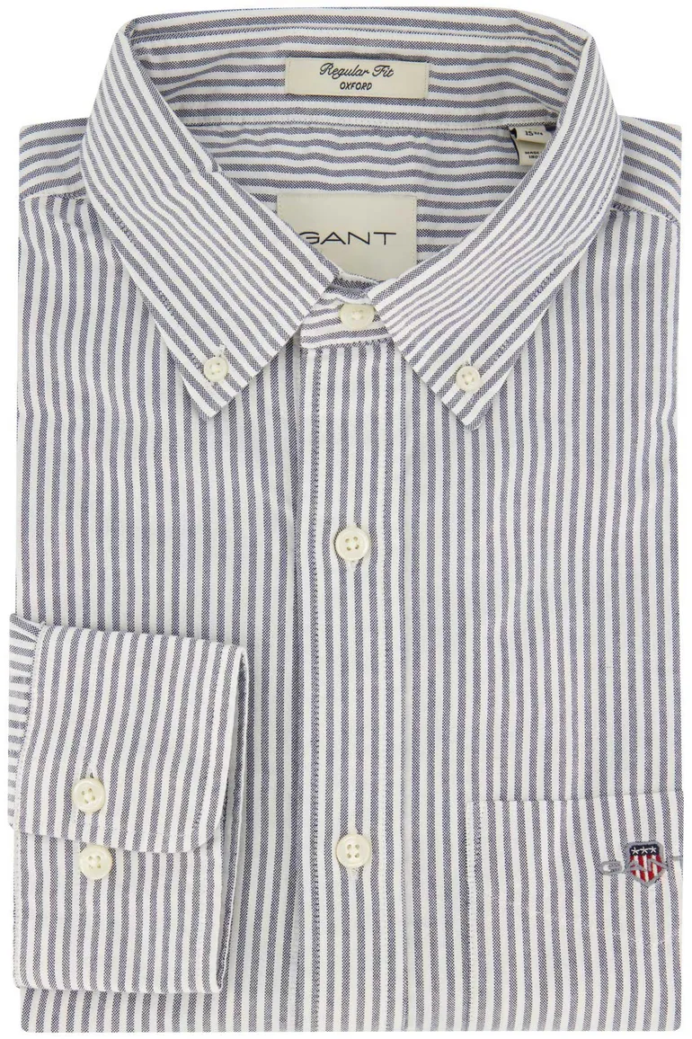 Katoenen Gant casual overhemd regular fit wit gestreept