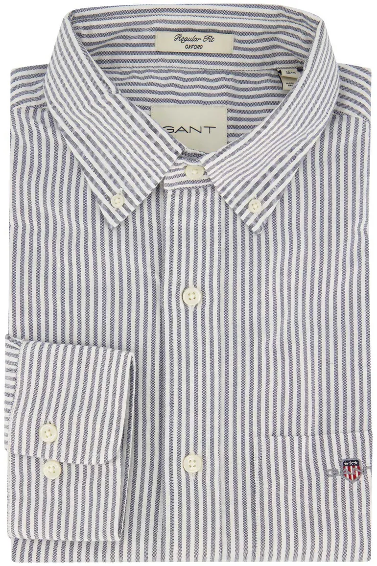 Katoenen Gant casual overhemd regular fit wit grijs gestreept