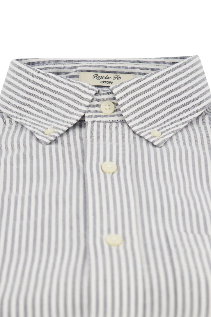Gant casual overhemd regular fit katoen wit grijs gestreept