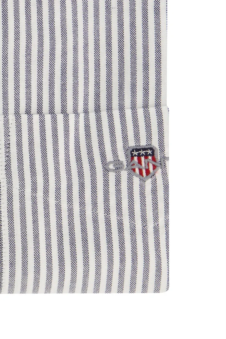 Katoenen Gant casual overhemd regular fit wit grijs gestreept