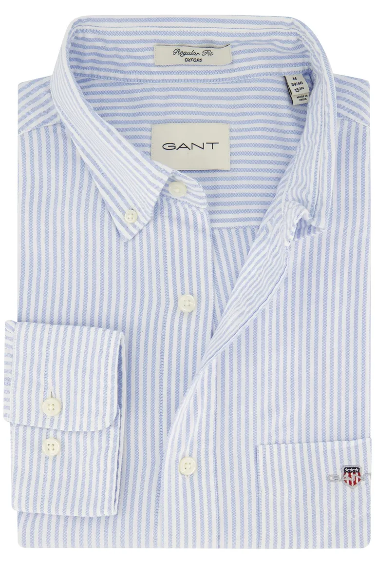 Gant casual overhemd regular fit lichtblauw gestreept katoen