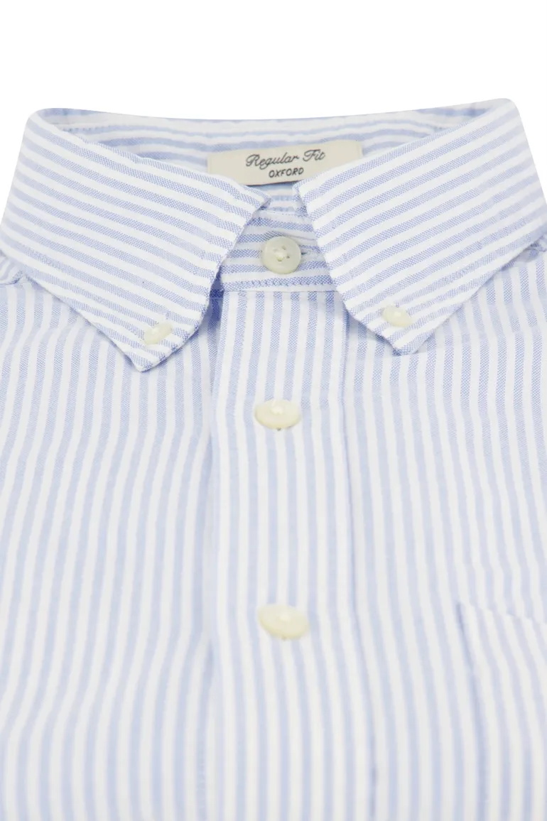 Gant casual overhemd regular fit lichtblauw gestreept katoen