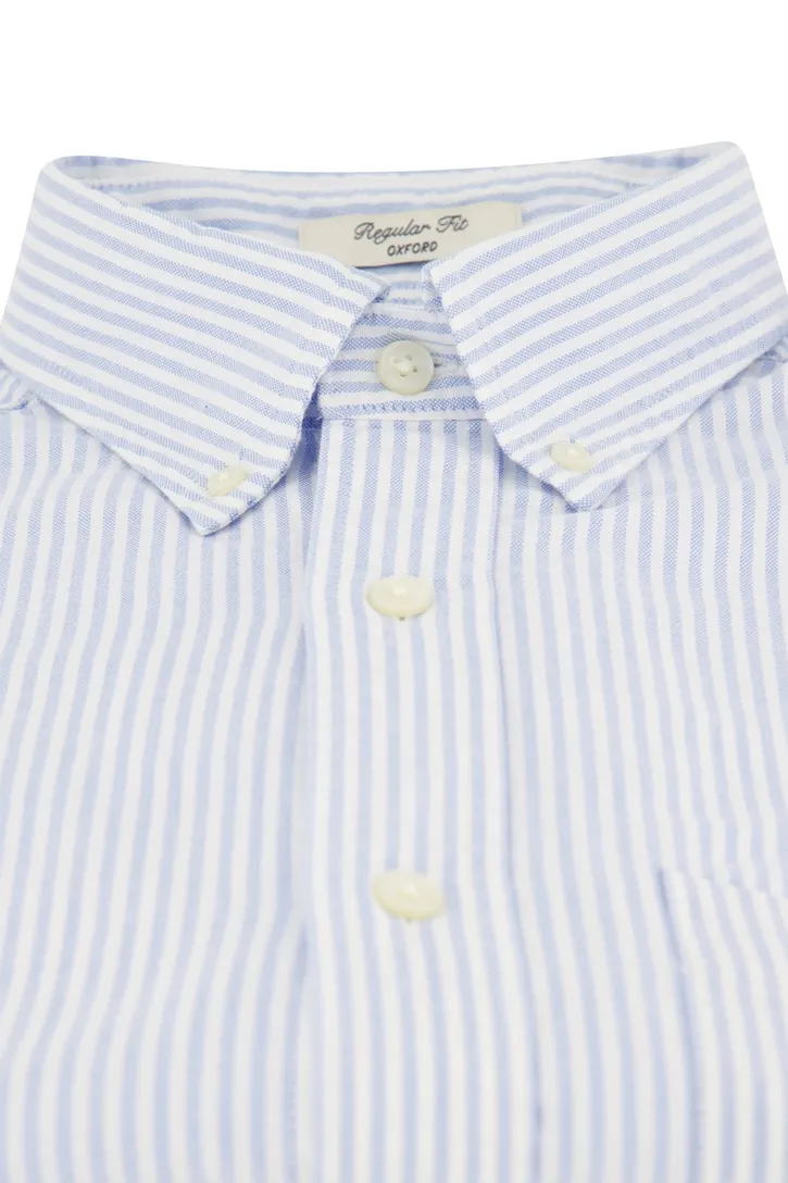Gant casual regular fit overhemd lichtblauw gestreept katoen