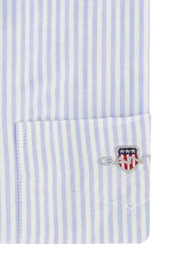 Gant casual regular fit overhemd lichtblauw gestreept katoen