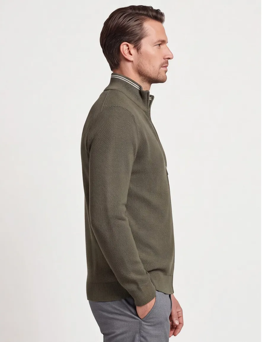 Gant vest groen rits effen 100% katoen normale fit