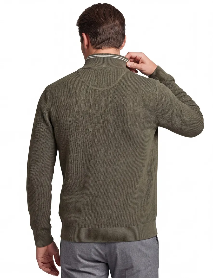 Gant vest groen rits effen 100% katoen normale fit