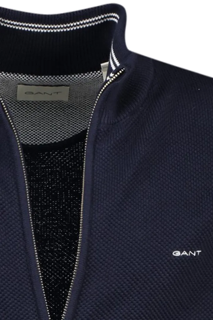 Vest Gant donkerblauw effen rits