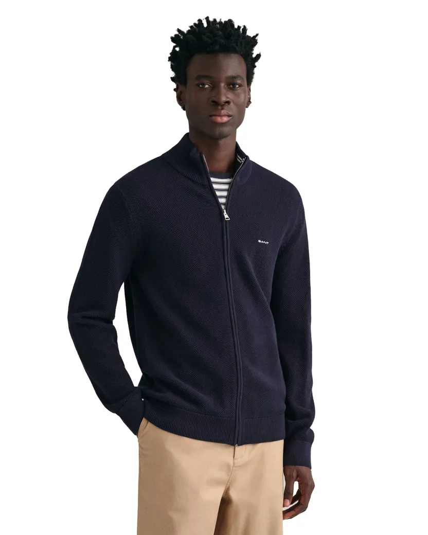 Vest Gant donkerblauw effen rits