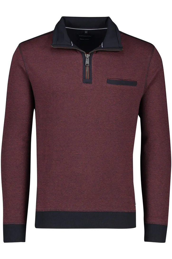 katoenen Casa Moda sweater opstaande kraag rood