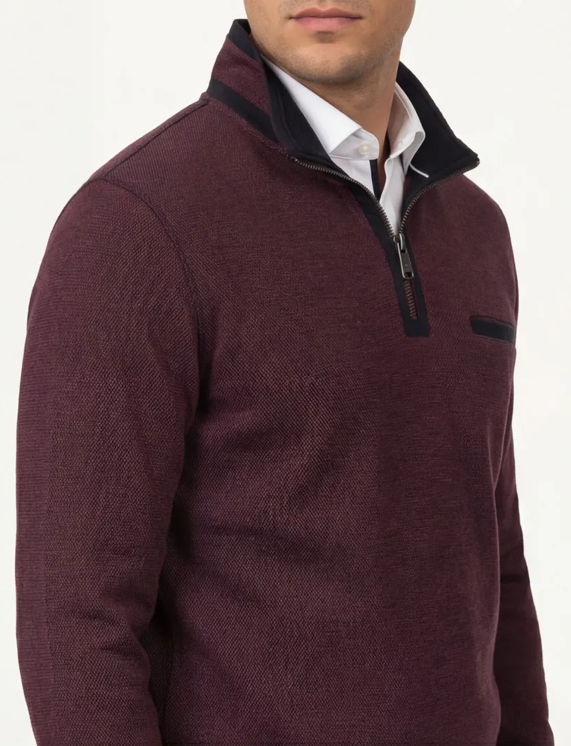 katoenen Casa Moda sweater opstaande kraag rood