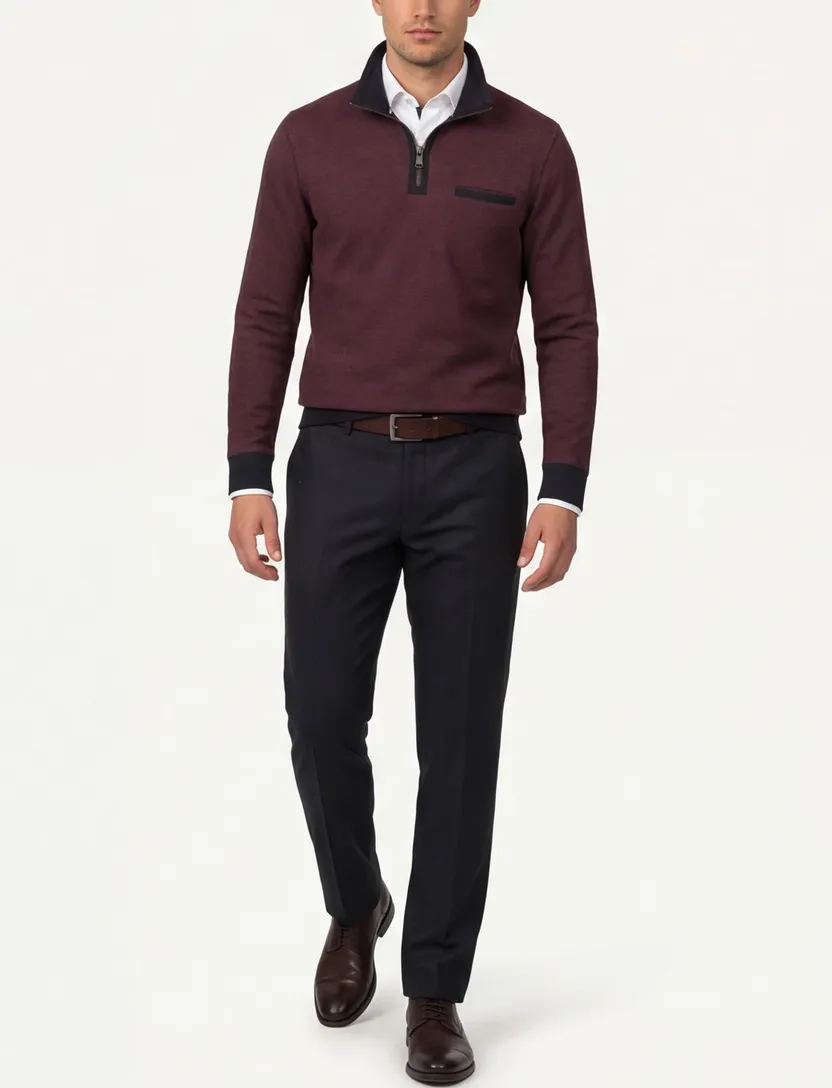 katoenen Casa Moda sweater opstaande kraag rood