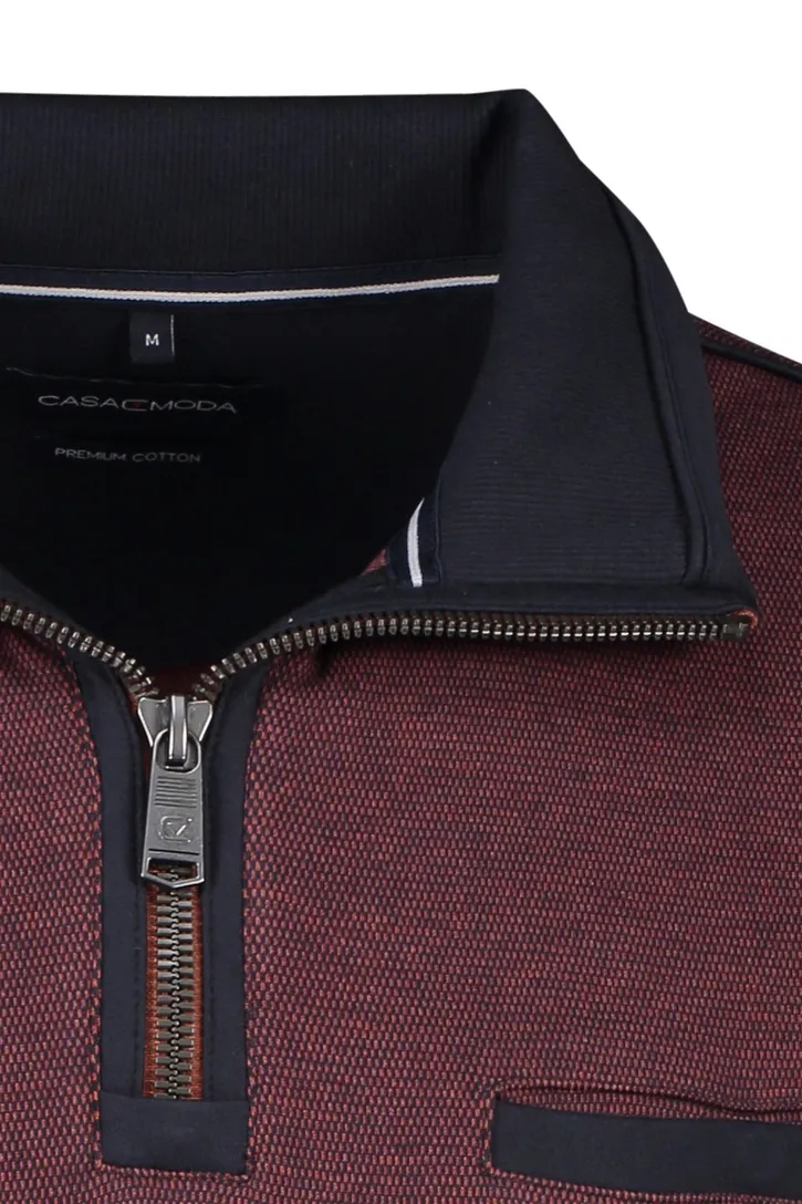 katoenen Casa Moda sweater opstaande kraag rood