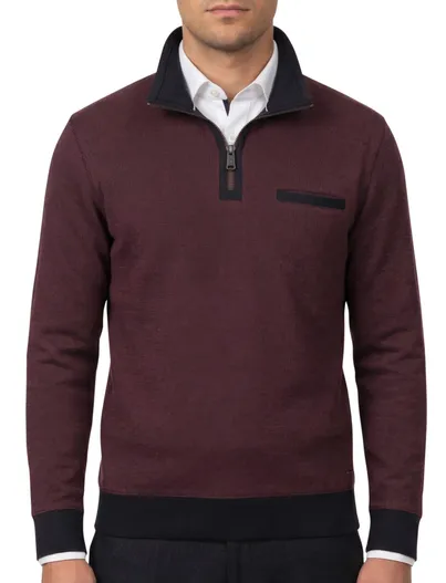 Casa Moda Casa Moda trui bordeaux half zip katoen