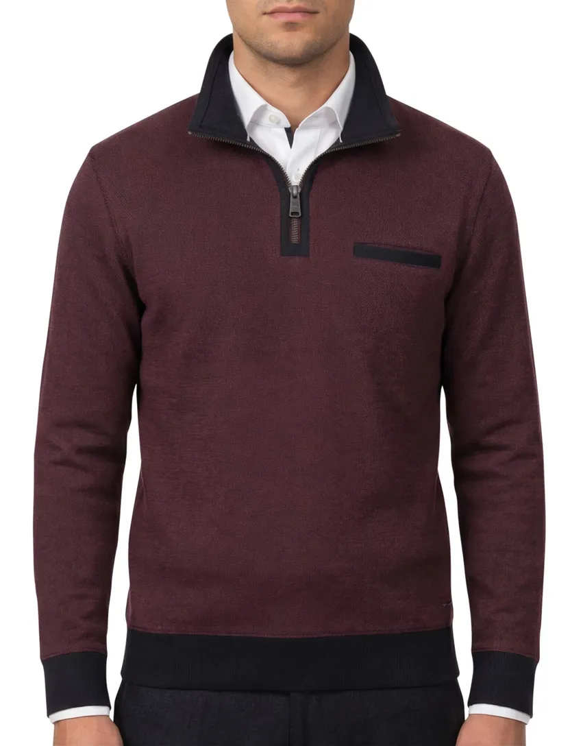 katoenen Casa Moda sweater opstaande kraag rood