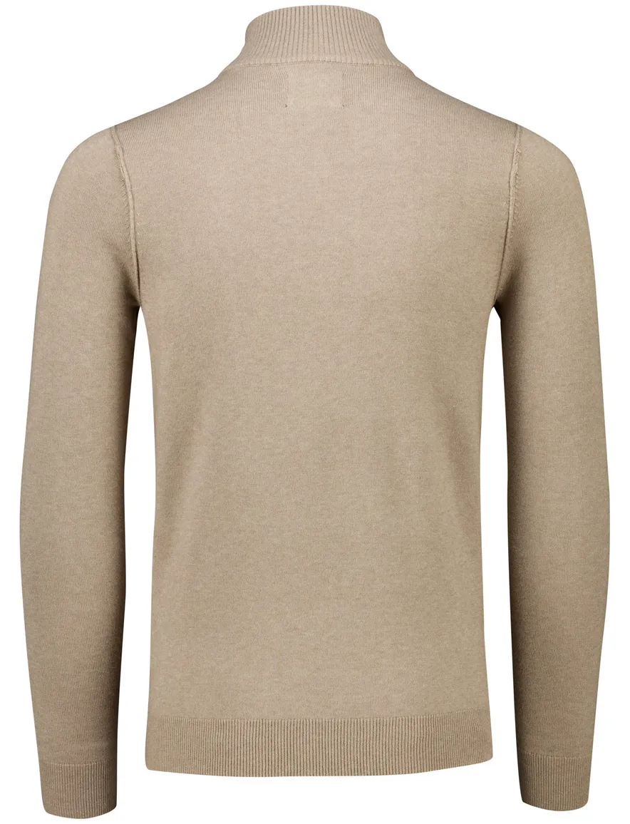 Butcher of Blue trui opstaande halfzip rits bruin wol