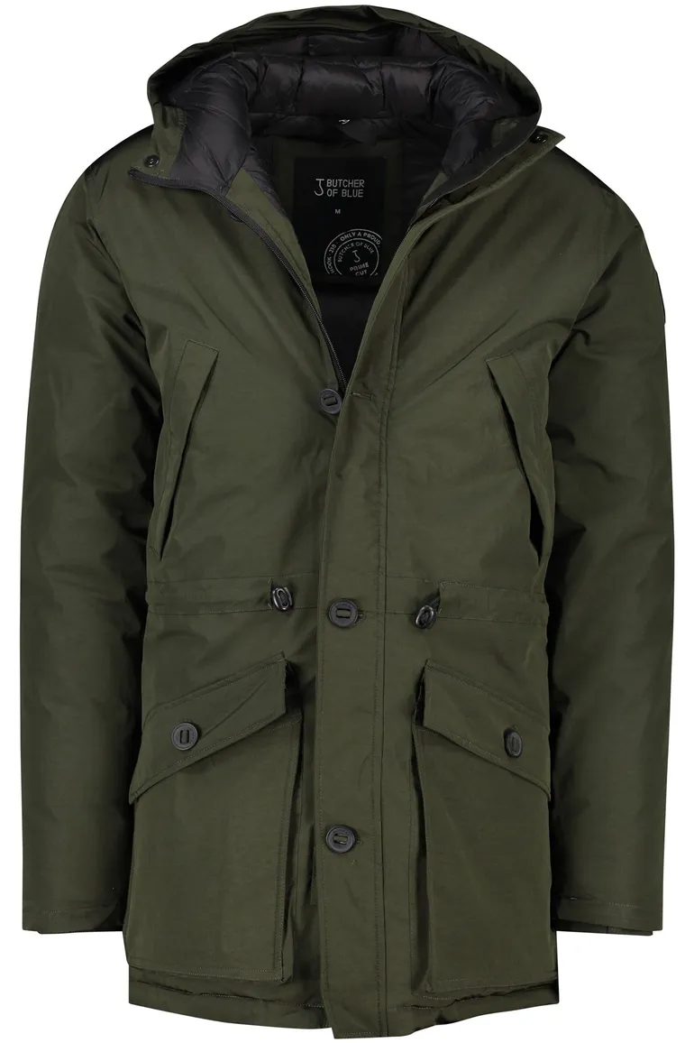 Butcher of Blue winterjas Sorona Aura groen capuchon