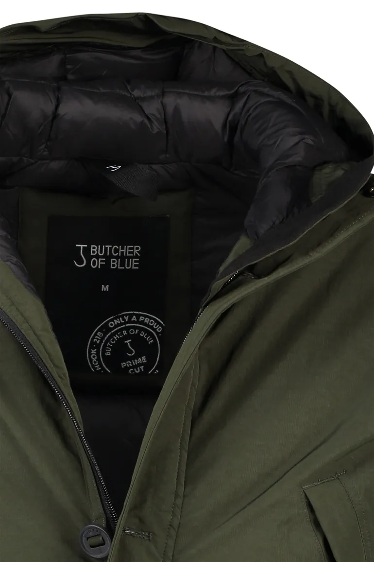 Butcher of Blue winterjas Sorona Aura groen capuchon