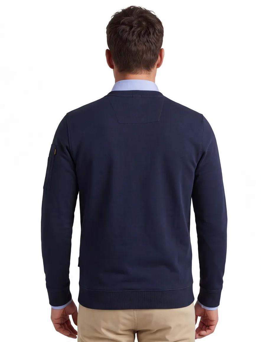 PME Legend trui ronde hals donkerblauw effen katoen