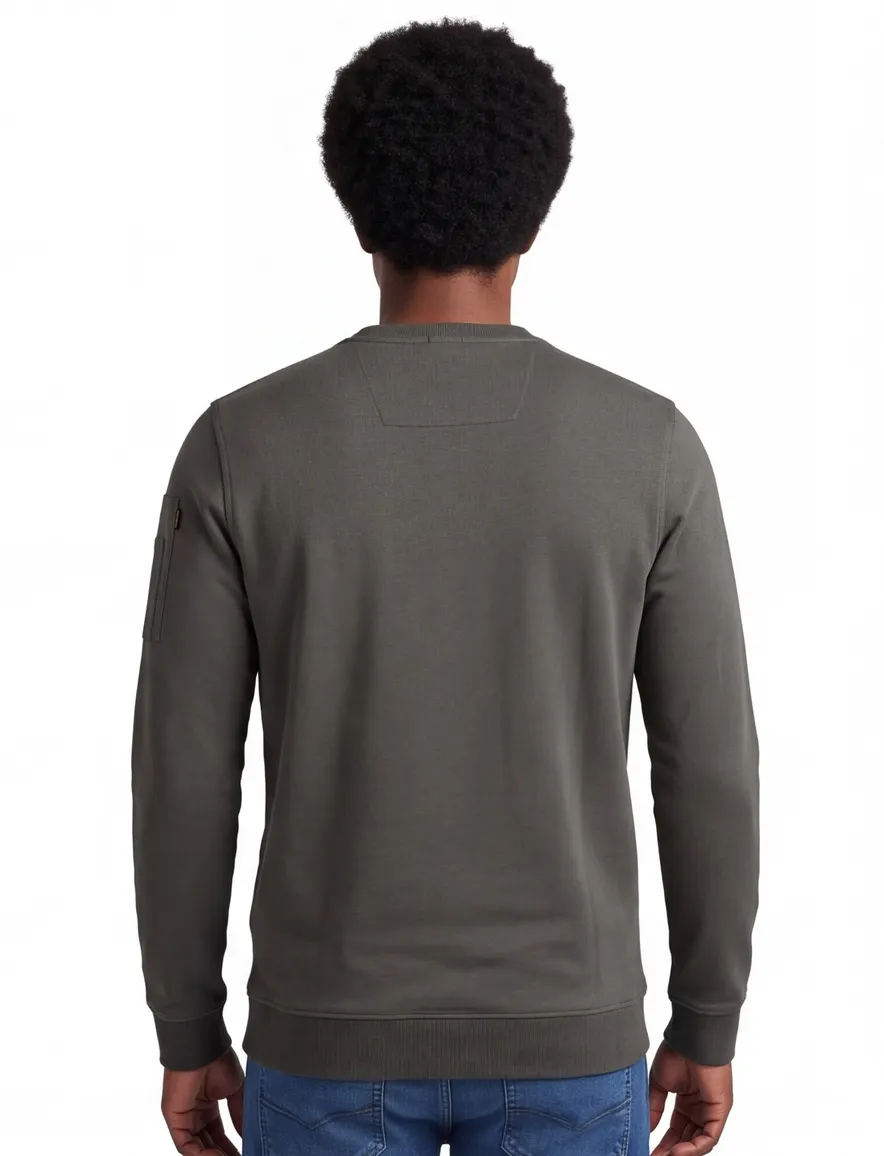 PME Legend trui stretch ronde hals donkergrijs katoen