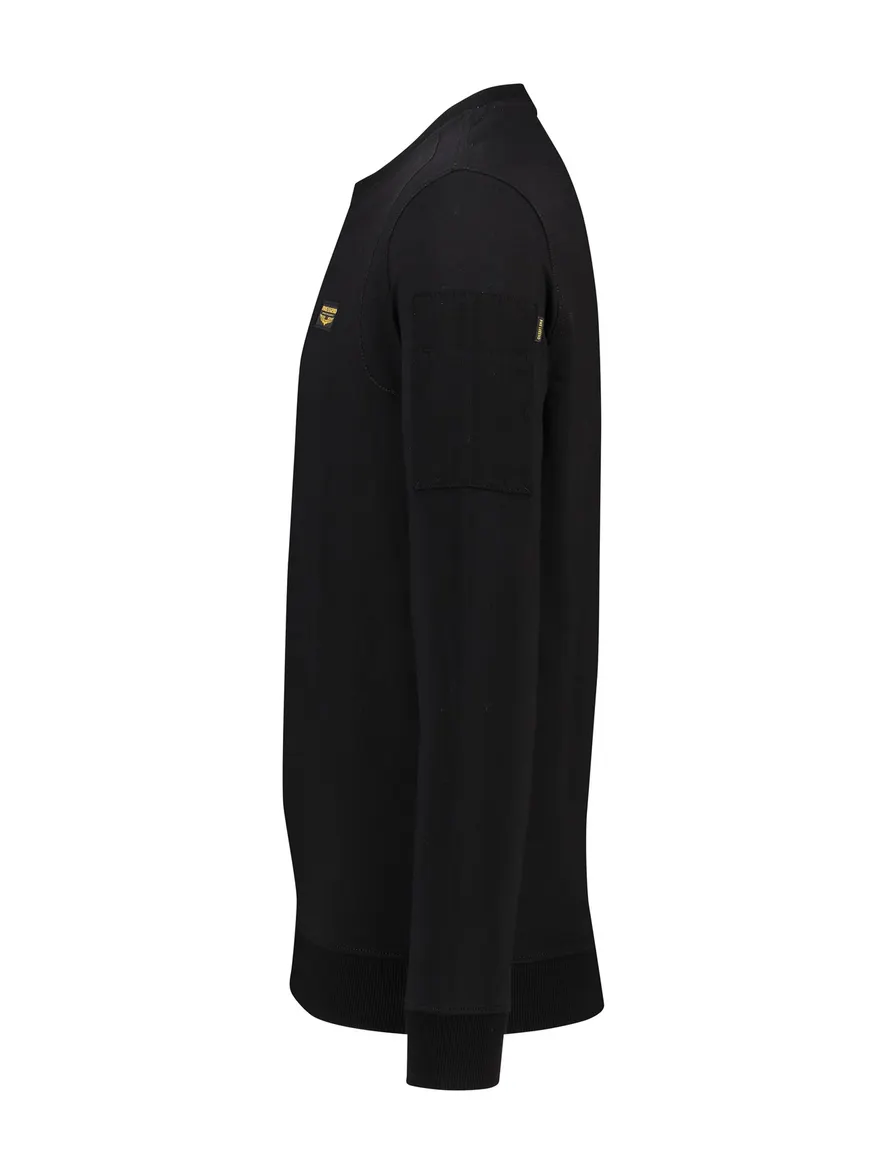 PME Legend trui katoen ronde hals zwart stretch