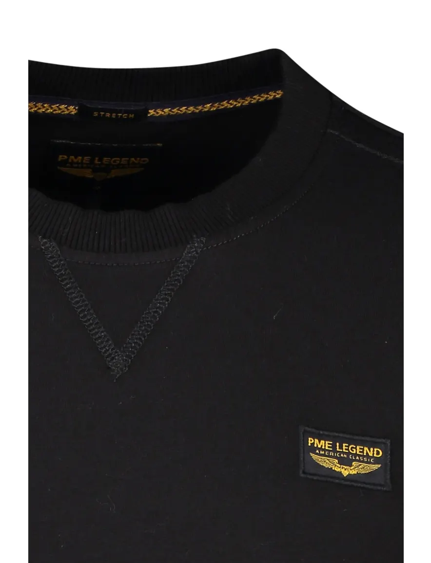 PME Legend trui katoen ronde hals zwart stretch