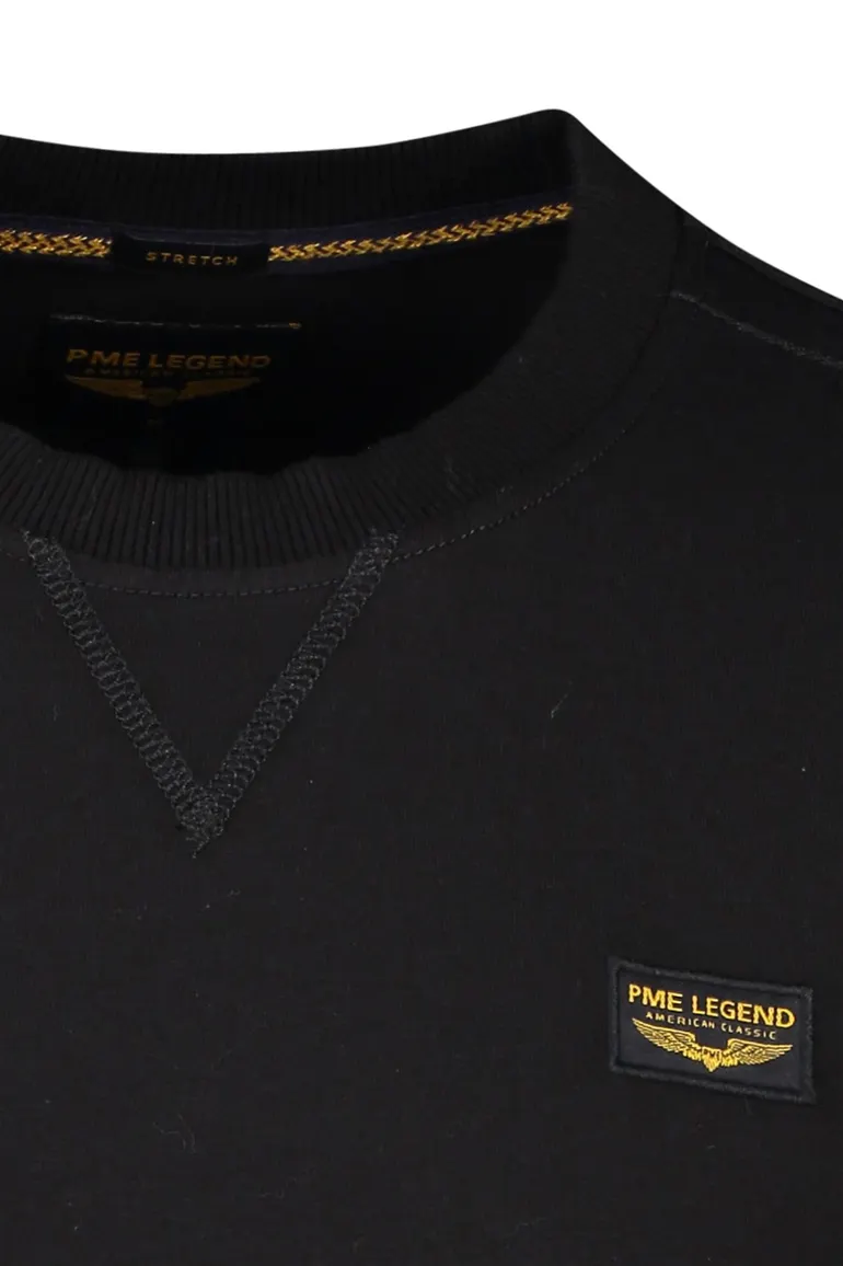 PME Legend trui ronde hals zwart effen katoen