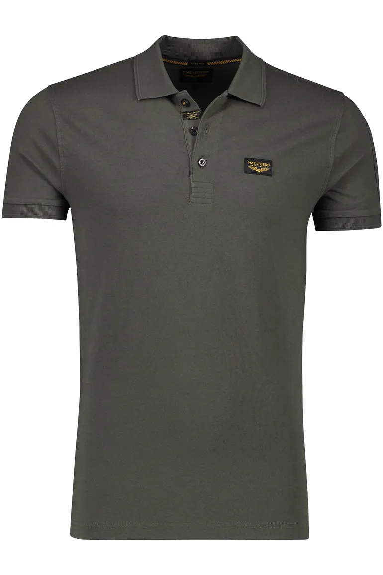 PME Legend polo groen katoen 3 knoops