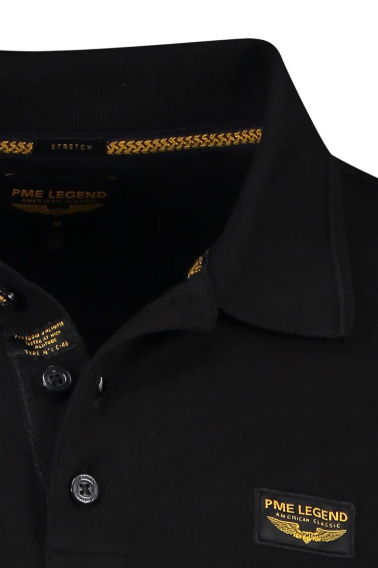 PME Legend polo normale fit zwart effen katoen