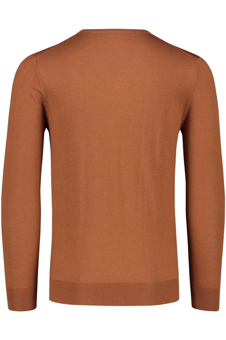 Born With Appetite trui v-hals oranje effen merinowol normale fit