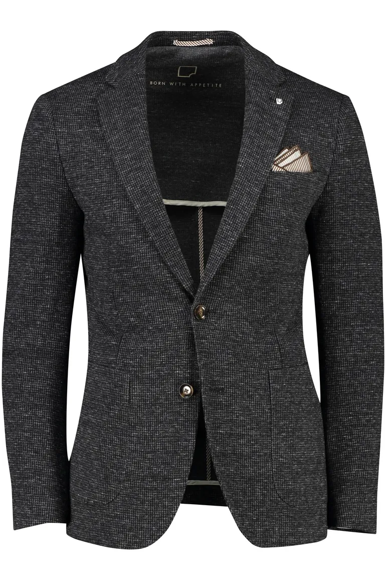 Born With Appetite colbert antraciet katoen slim fit