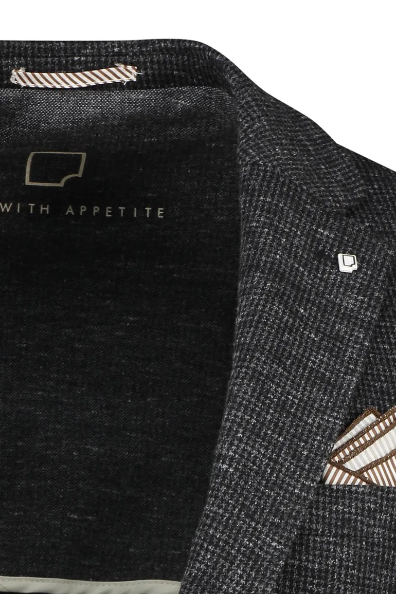 Born With Appetite colbert antraciet katoen slim fit