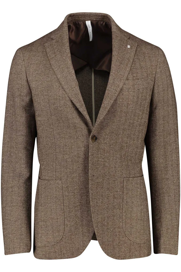 Born with Appetite Colbert lichtbruin slim fit