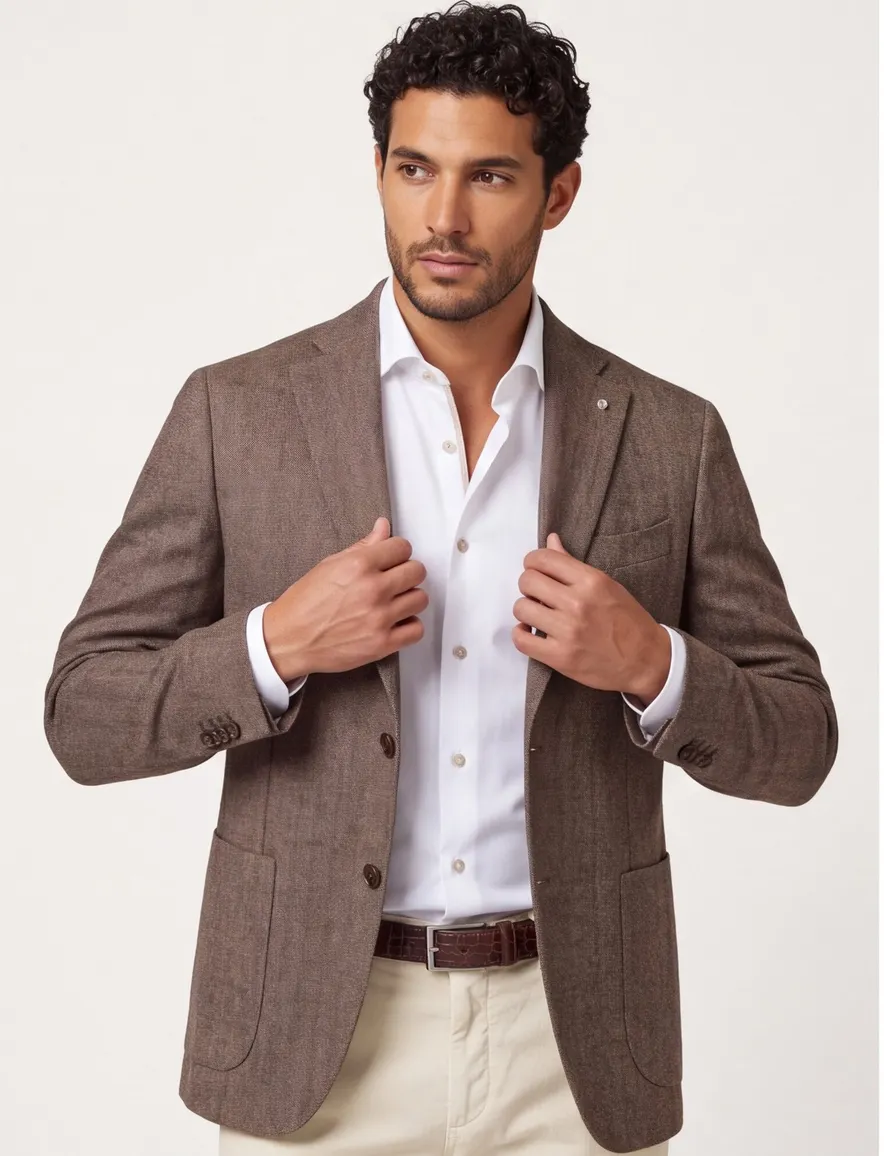 Born with Appetite Colbert lichtbruin slim fit