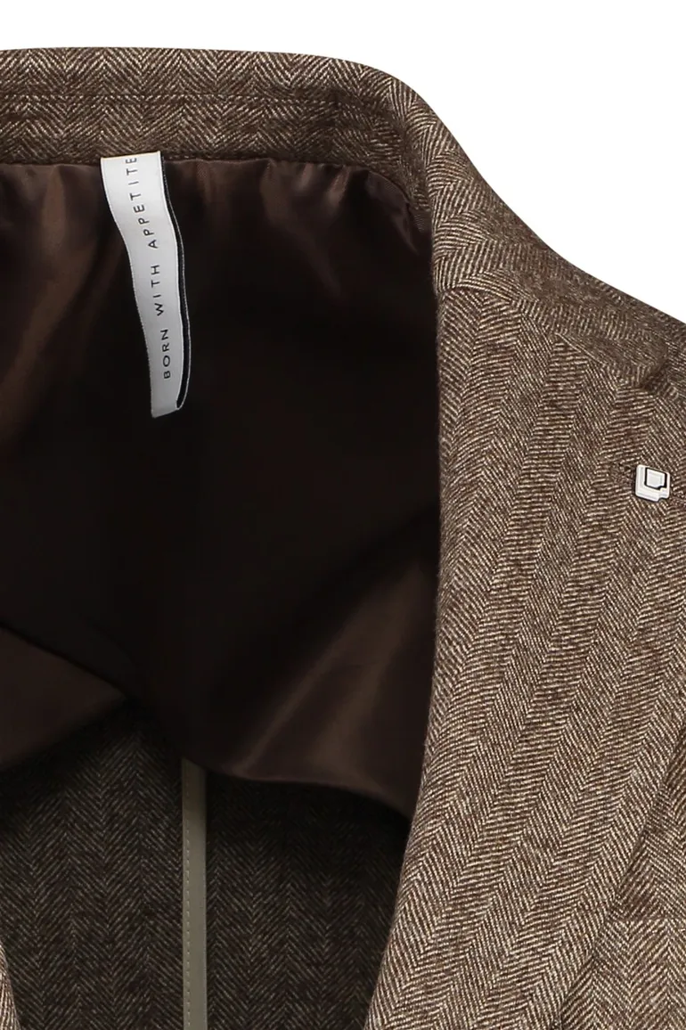 Born with Appetite Colbert lichtbruin slim fit