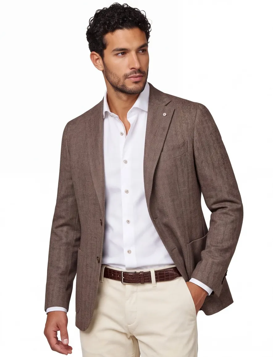 Born with Appetite Colbert lichtbruin slim fit